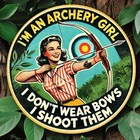 1pc Vintage-Style "Archery Girl" Round Aluminum Wall Art, Tin Metal Signs 8x8 In