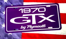 Purple 1970 Plymouth GTX license plate car tag 426 Hemi super commando 440
