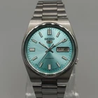 Vintage Seiko 5 Automatic 7009 Mens Watch Ice Blue Dial 37 mm Day Date Japan