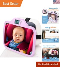 Shatterproof Baby Car Mirror - Temperature Display 360-Degree Adjustable View