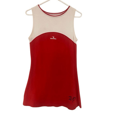 Diadora medium tennis dress cotton blend red and cream sleeveless crew neck WP