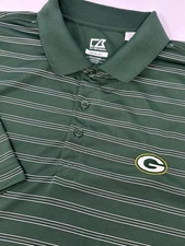 Cutter & Buck Shirt Mens Sz XL Green Striped CB DryTec Packers Golf Polo A6