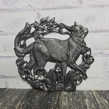 Vintage Pewter Walking Cat Trivet Hot Stand 5