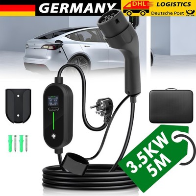 EV Heim Ladegerät Typ2 Schuko Einstellbarer Strom 16A 3.5kW EV Ladekabel 5m DHL