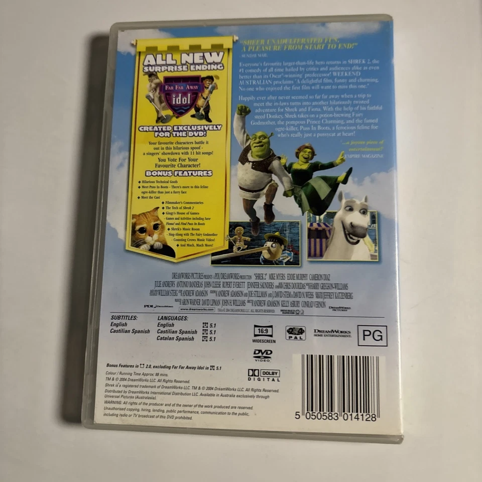Shrek 2 (DVD, 2007) Dreamworks Animated Film Region 4 &2 - Image 2 of 3