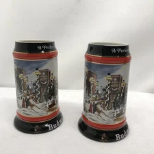 Budweiser Beer Stein Mug 1992 Collectors Mug "A Perfect Christmas" Clydesdales