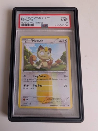 PSA 9 MINT Meowth 102/101 Noble Victories Secret Rare Holo Nintendo Pokemon Card