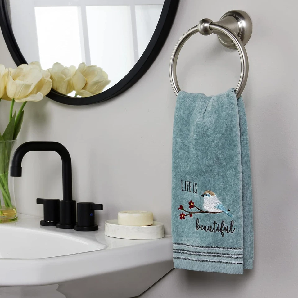 SKL Home by Saturday Knight Ltd. Life Is Beautiful 2 Pc Hand Towel Set, Aqua - Image 3 of 4
