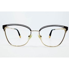 Furla Eyeglasses Womens Gold Black VFU552K 0301 Cat Eye 56-17-135