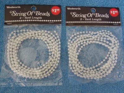 Lot Of 2 New Vintage Woolworth String Of White Beads 2 Yards