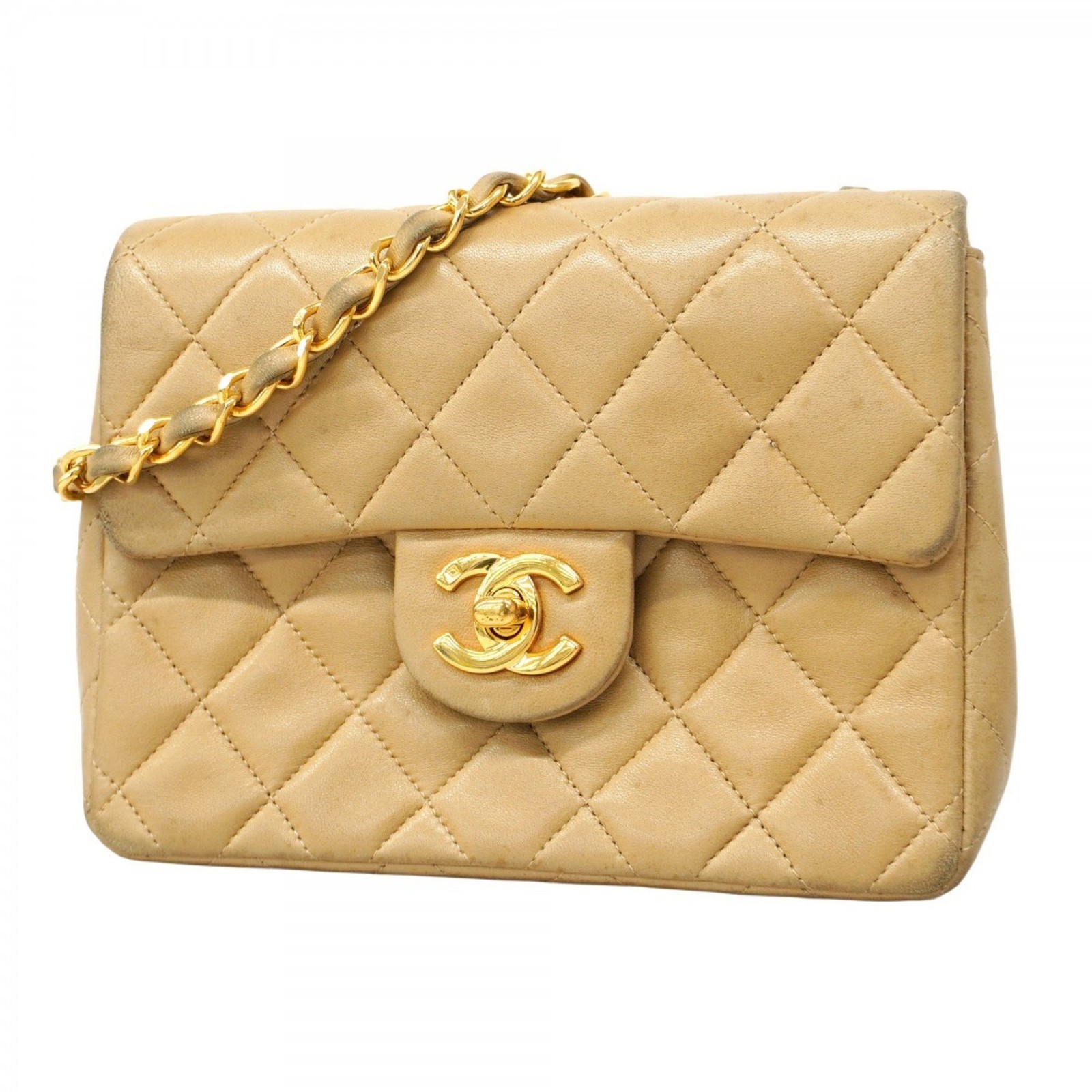 Chanel Mini Matelasse Chain Shoulder Bag in Lambskin Beige GZl19p4z  -image