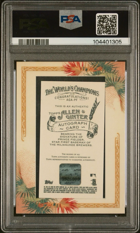 Prince Fielder PSA 9 2006 Topps A&G Mini Framed Authentic Autograph Rookie - Image 3 of 3