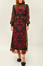 Farm Rio Organza Long Sleeve Midi Dress Floral Midi Dress Women’s Large $420