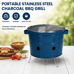 Portable Bucket Barbecue Outdoor Grill Picnic Bucket Camping Grill Easy to Carry