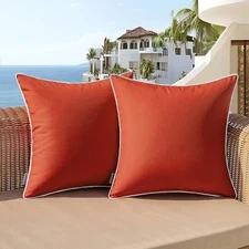  Set of 2 Fall Outdoor Waterproof Pillow 16" x 16" (Pack of 2) Burnt Brick