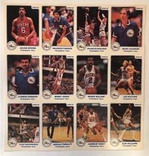 1983 1984 STAR Co. Philadelphia 76ers Team Uncut 12 Card Sheet Julius Erving!