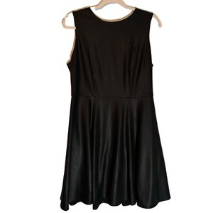 Jennifer Lopez Faux Leather Sleeveless Dress Size 14 Black Polyester RayonDress