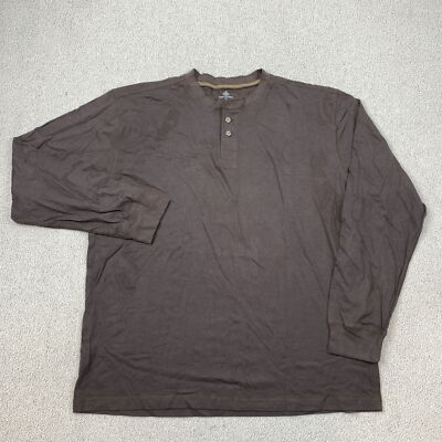Foot Locker Henley T-Shirt Men's XXL Brown Long Sleeve Casual