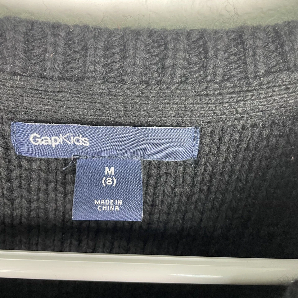 Gap Niños Suéter Vestido Negro Manga Larga Mezcla Lana Adornado Talla Mediana 8 Yo Foto 3 de 4