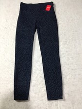 NEW Spanx Leggings Womens S Blue White Cheetah Print Pockets Stretch