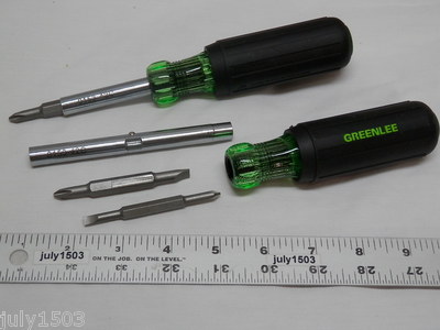 (2) Greenlee 0153-42C 6 in 1 Screwdriver #1 #2 Phillips 1/4'' 3/16'' Slot 5/16'' 