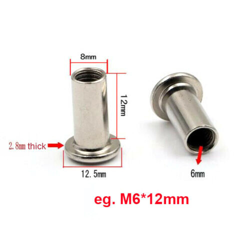 M8 M6 Stainless Steel Allen Flat Nuts Hex Nut Bolt Round Head Sleeve Furniture - Bild 1 von 9