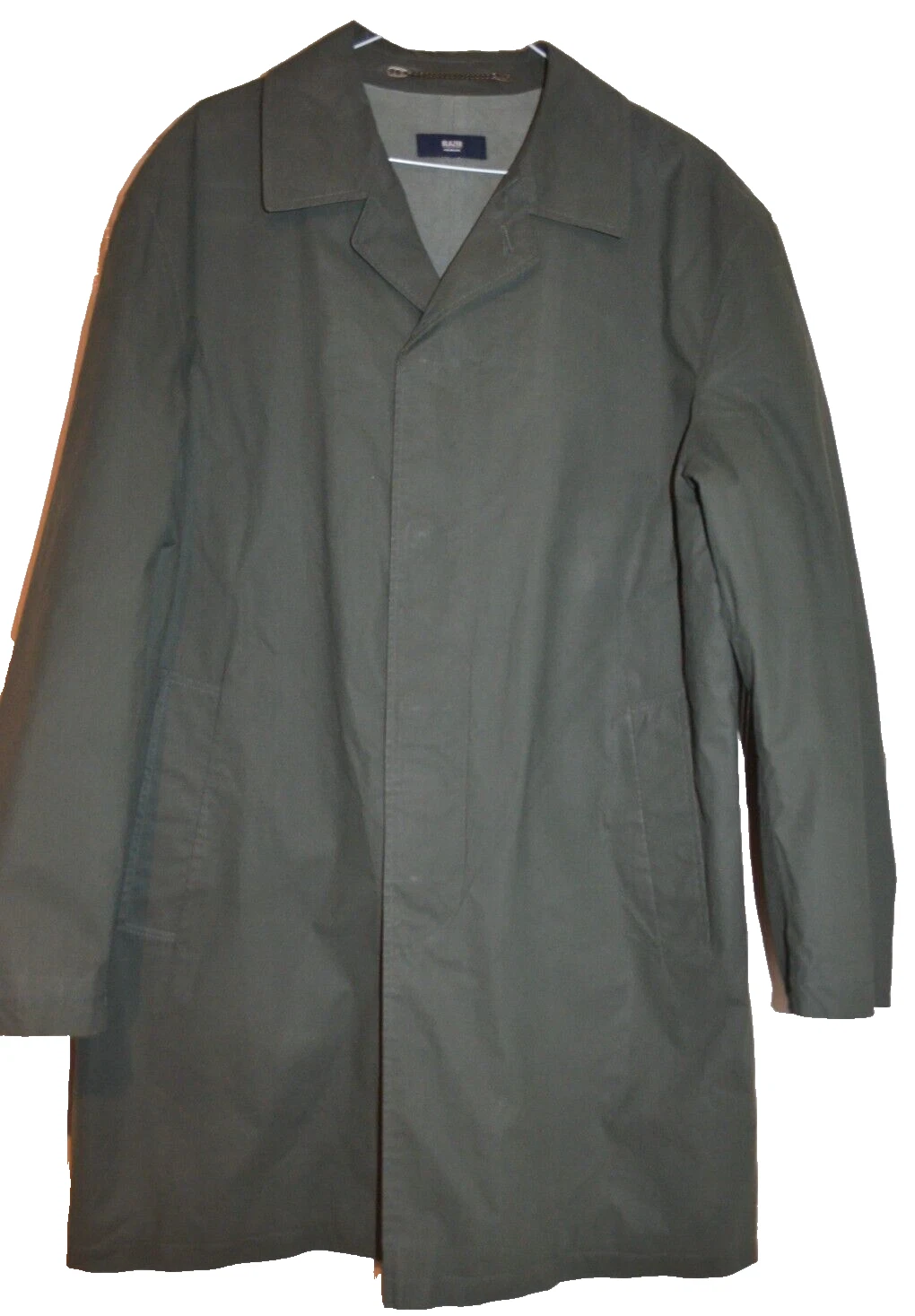 BLAZER LONDON RETRO SMART OLIVE GREEN TRENCHCOAT JACKET SIZE: M