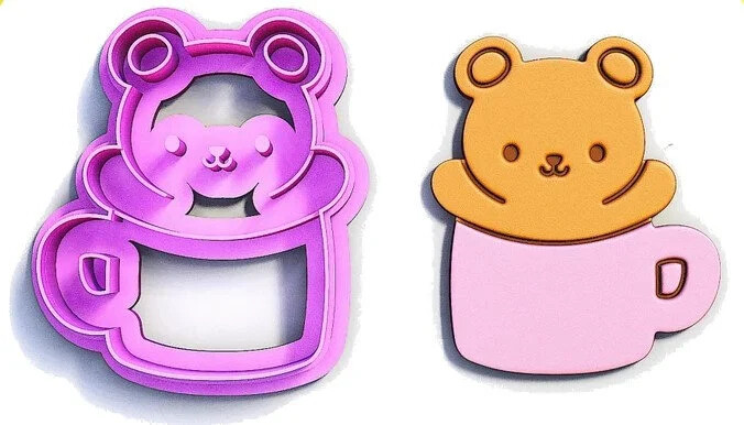 Polymer Clay Bear in a Cup Cutter Set
