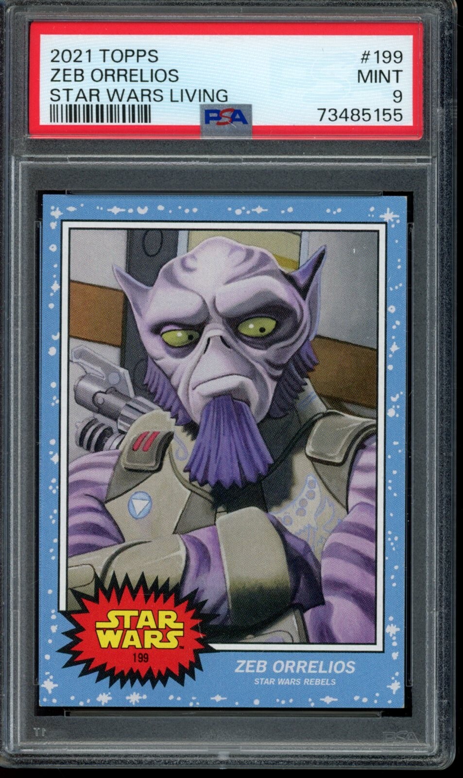 2021 Topps Star Wars Living Set #199 Zeb Orrelios PSA 9 Mint SP Card