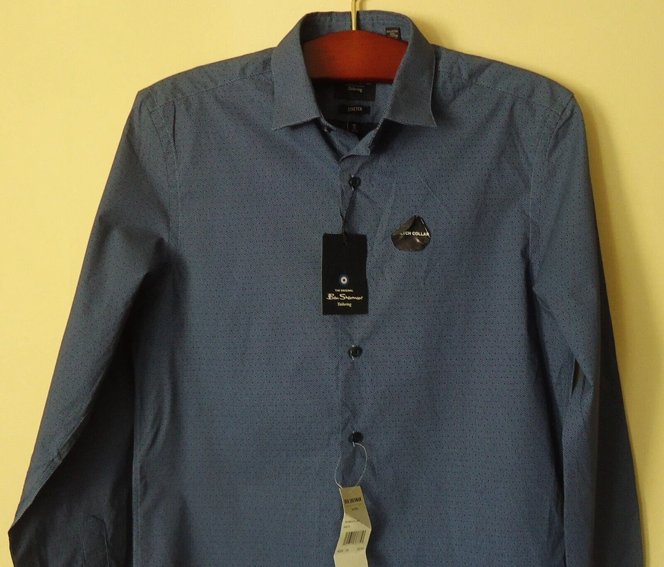 Ben Sherman talla M Slim Stretch Hombre Camisas Casuales Azul NUEVO - Imagen 3 de 4