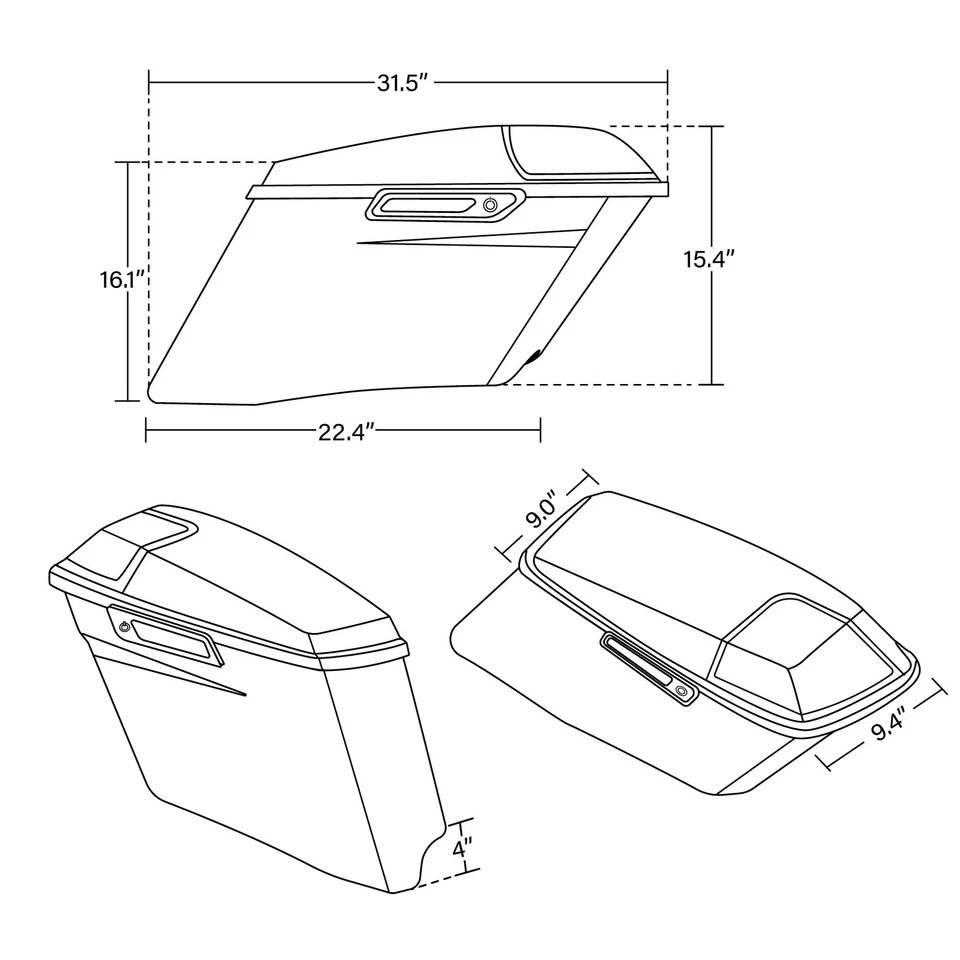Alforjas duras estiradas de 4" aptas para Harley Touring Road Street Glide 1993-2013 Foto 4 de 4