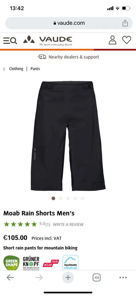 Pantalones Cortos Vaude Moab Impermeable para Lluvia Ciclismo Bicicleta de Montaña para Hombre Foto 2 de 4