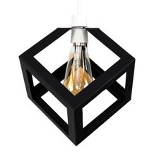 Easy Fit Ceiling Light Shade Matt Black Cube Puzzle Pendant Lampshade Shade
