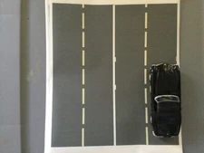 1/48 O scale 11" x self adhesive asphalt road sections. Narrow Road. 4 sections