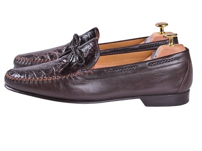 Mezlan Dark Brown Genuine Crocodile String Loafers Slip On  display picture 3