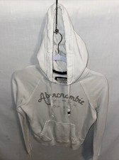 Abercrombie  Fitch Womens Spell out Hoodie Size XS White Drawstring Athleisure