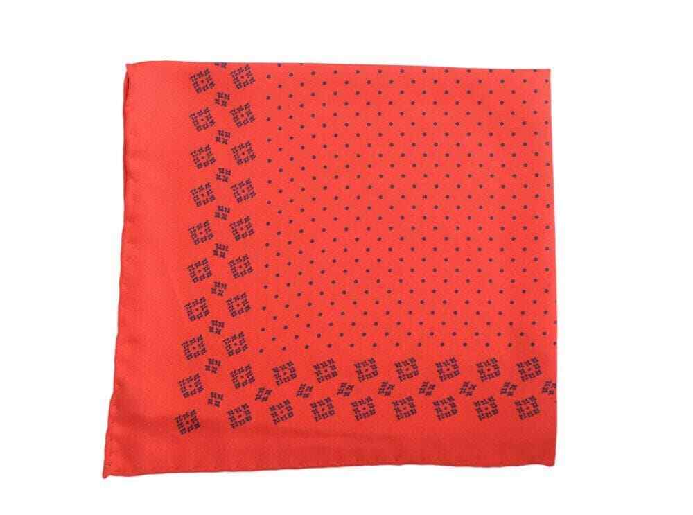 Красный шелковый нагрудный платок в горошек и квадратную клетку Cesare Attolini ручной работы в Италии