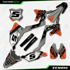 Gray Orange Venom Graphics Kit fits 21-24 Kawasaki KXF250 KXF 250 Plate KX250F