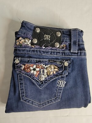 Miss Me Jeans Womens 27x31 Mid Rise Boot Cut Rocks Embellished Y2K 90s