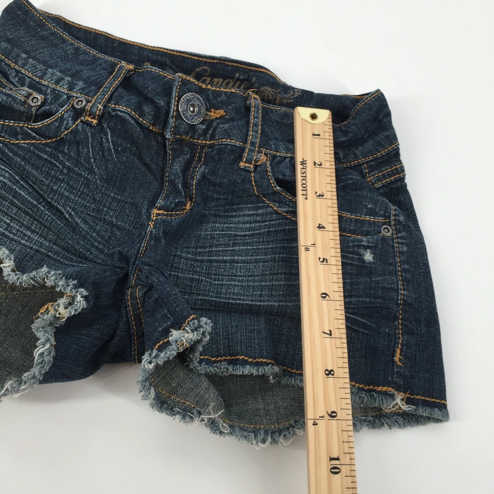 Pantalones Cortos de Jean Candies Corte Talla 0 Para Mujer Medianos Azul Envejecido Elastizados Rasgados Foto 4 de 4