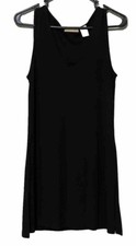 Apostrophe Little Black Mini Dress Rayon Blend Women S Pullover Scoop Neck Slits
