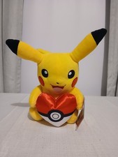 Limited Edition Pokemon Plush - 8" Pikachu with Heart Pillow/Poke Ball - EUC