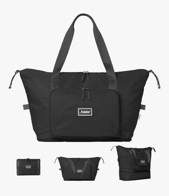 The Foldie  4.0 Travel Duffle - Water Resistant - Expandable Bottom - Black