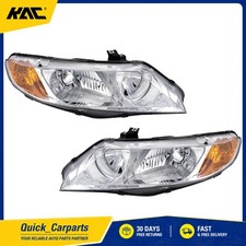 For 2006-2011 Honda Civic Sedan 4dr Chrome Housing Amber Corner Headlights Pair For 2006-2011 Honda Civic Sedan 4dr Chrome Housing Amber Corner Headlights Pair