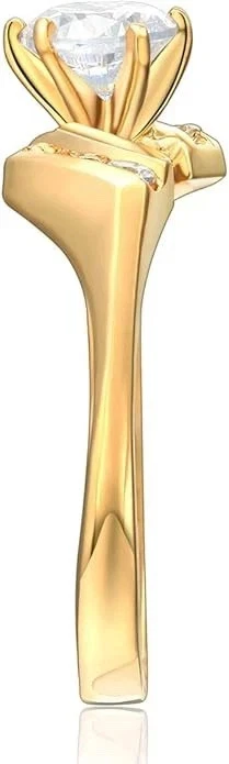 1.55 Ct Round Lab Created Diamond 14K Yellow Gold Over Wedding Engagement Ring - Image 3 of 4