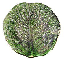 Emile GAMBUT coupe majolique  " Feuille de Chou " XIXe suiveur de Palissy BEAUNE