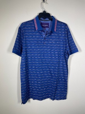 NWT! Vincent D'Amerique Men's Purple Label Blue White Polo Golf Shirt M