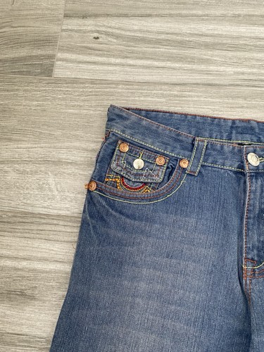 True Religion Joey Super T Blue Jeans Flap Pocket Size 32 Made In USA - Picture 18 of 23