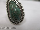 VINTAGE NAVAJO INDIAN ROPE CABLE BEZEL GREEN TURQUOISE PORTRAIT RING STERLING — photo 5