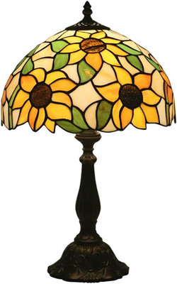 Elegant Sunflower Tiffany Table Lamp - Stained Glass Bedside Light, Yellow Finis